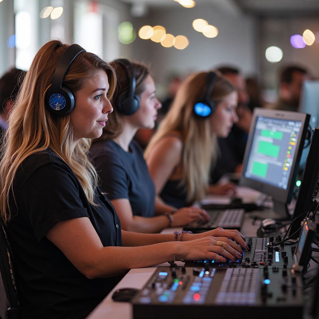 Team coordination during live event execution ensuring perfect celebration management