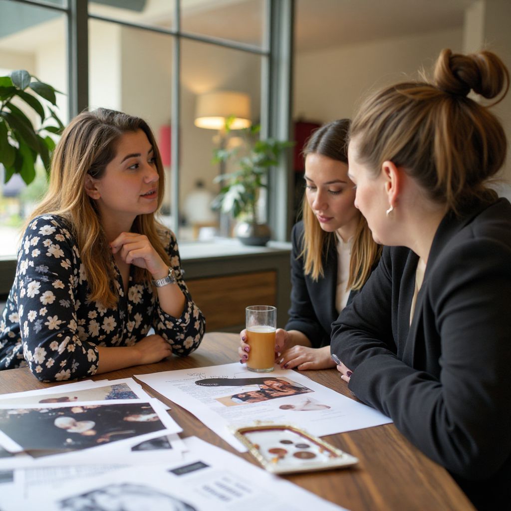 Client consultation meeting discussing personalized celebration planning and design concepts