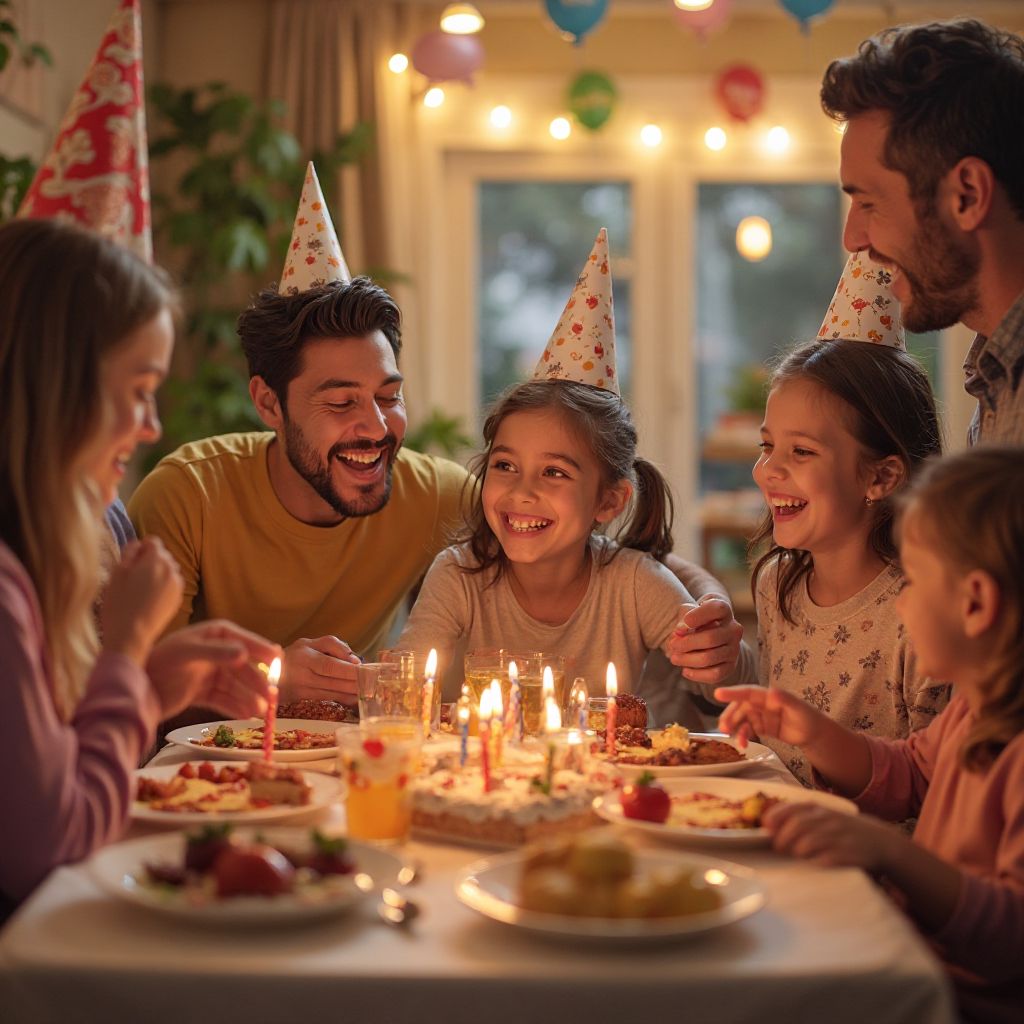 Family celebrating birthday party together