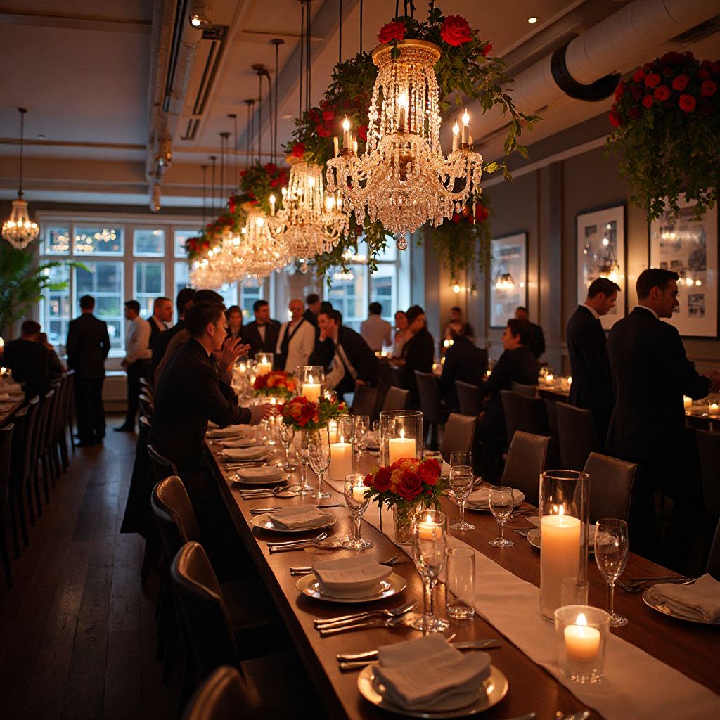 Corporate anniversary celebration with professional setup